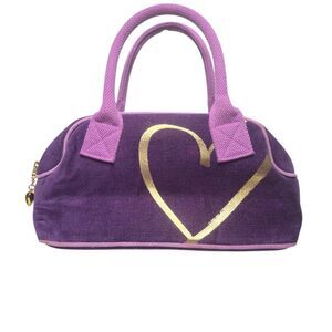 Victoria's Secret Purple and Gold Shoulder Bag with Heart Design Vintage 90s Y2K
